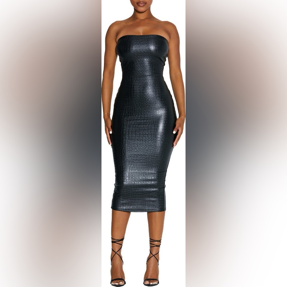 NAKED WARDROBE CROC EMBOSSED STRAPLESS DRESS ❤️NWT❤️IN STORES❤️